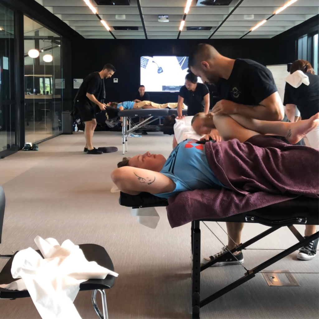massage on a table in an office
