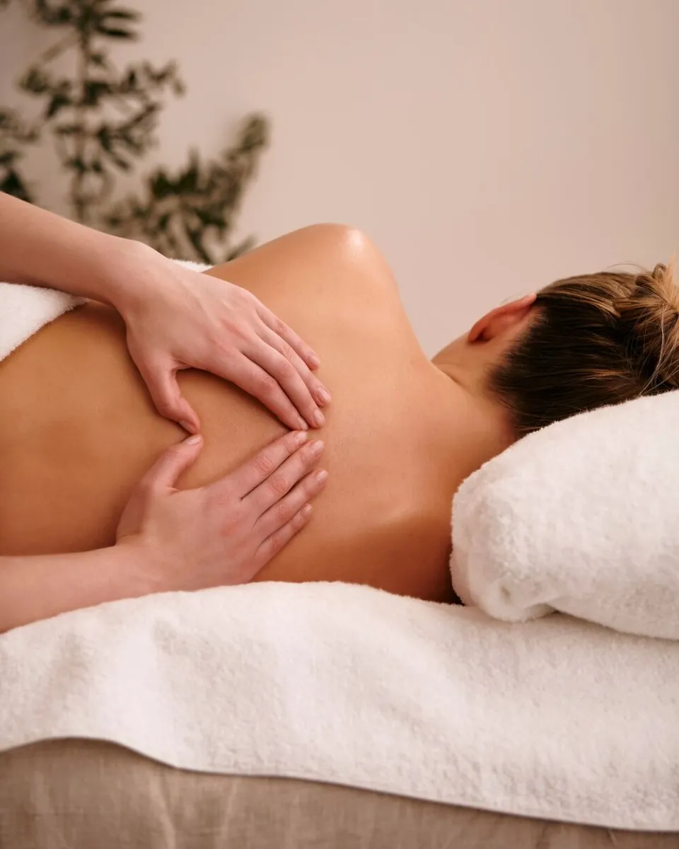 woman on her side receiving a massage